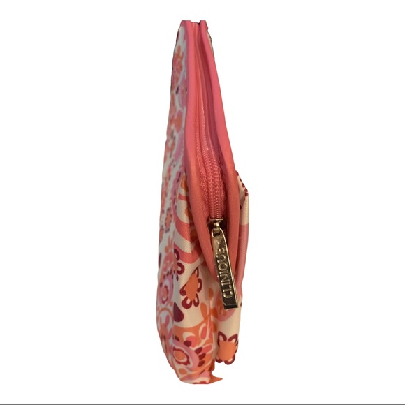 NWOT Clinique Pink Paisley Geometric Floral Makeup Bag Cosmetic Case - Picture 7 of 9